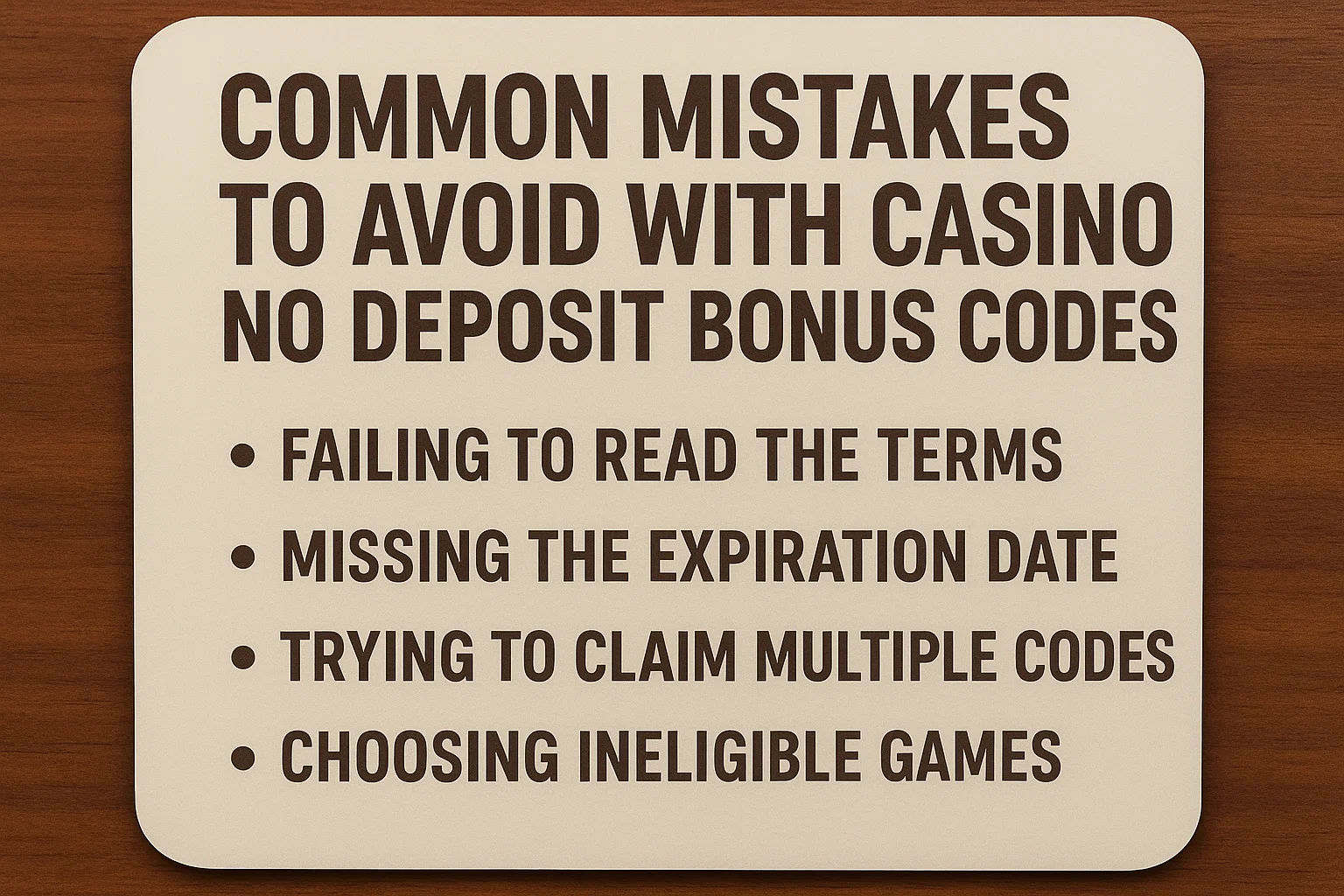 Common Mistakes to Avoid with Casino No Deposit Bonus Codes