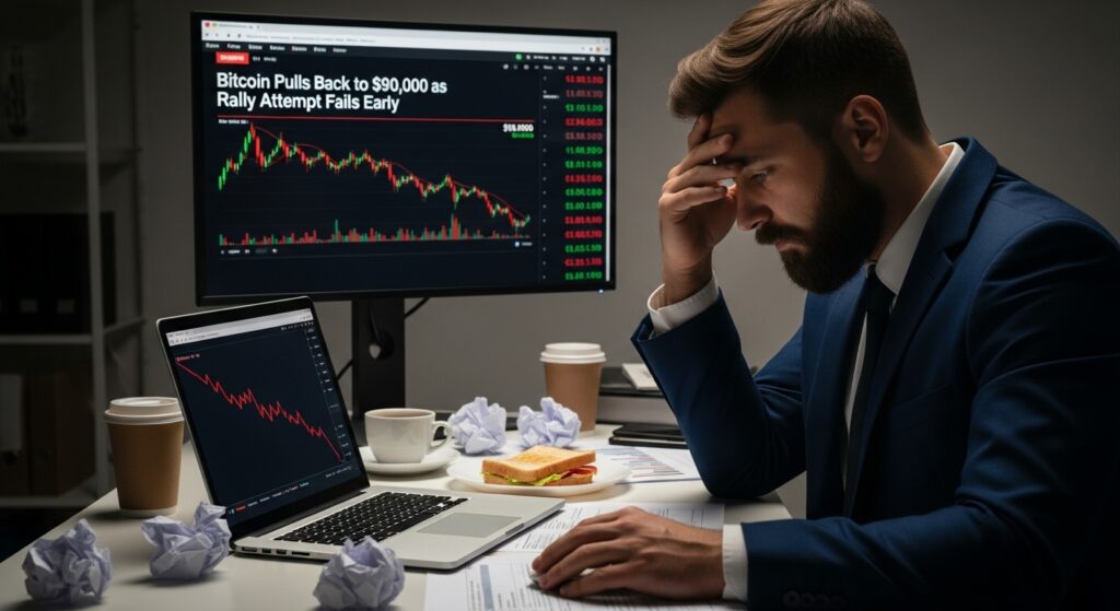 Bitcoin Pulls Back to $90,000 as Rally Attempt Fails Early