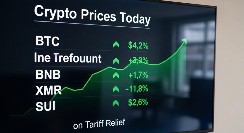 Crypto Prices Today BTC, BNB, XMR, SUI Rebound on Tariff Relief