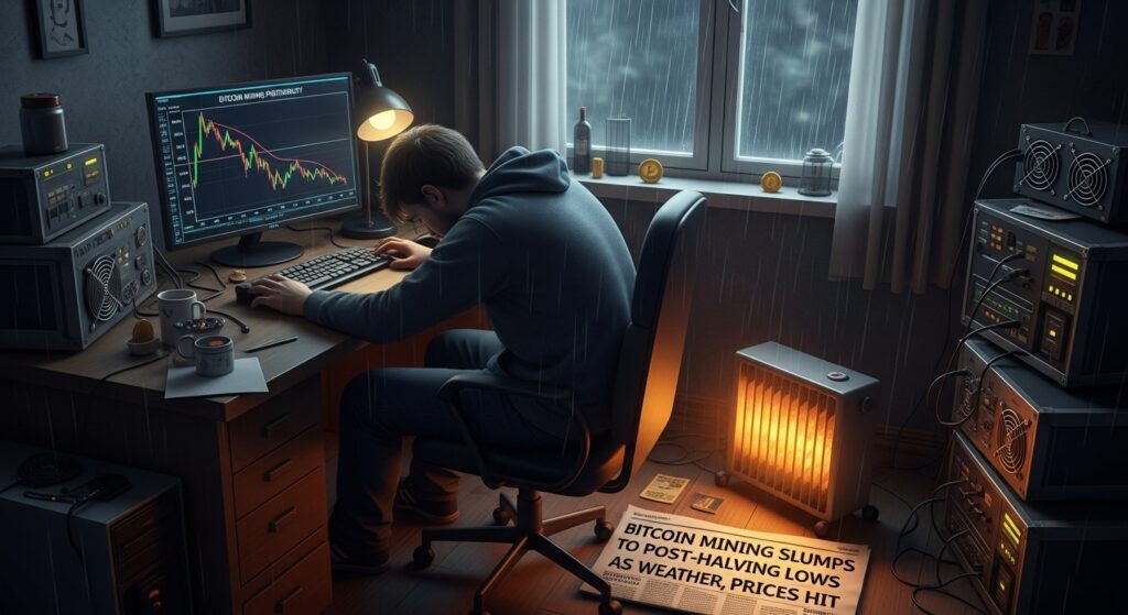 Bitcoin Mining Slumps to Post-Halving Lows as Weather, Prices Hit